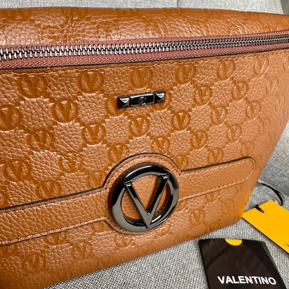 NWT Mario Valentino Embossed Leather Belt Bag - Carob - Picture 2 of 7